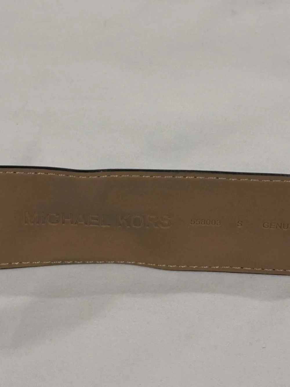 Michael Kors Black Leather Belt with Silver-Tone Buckle Genuine Leather Size S